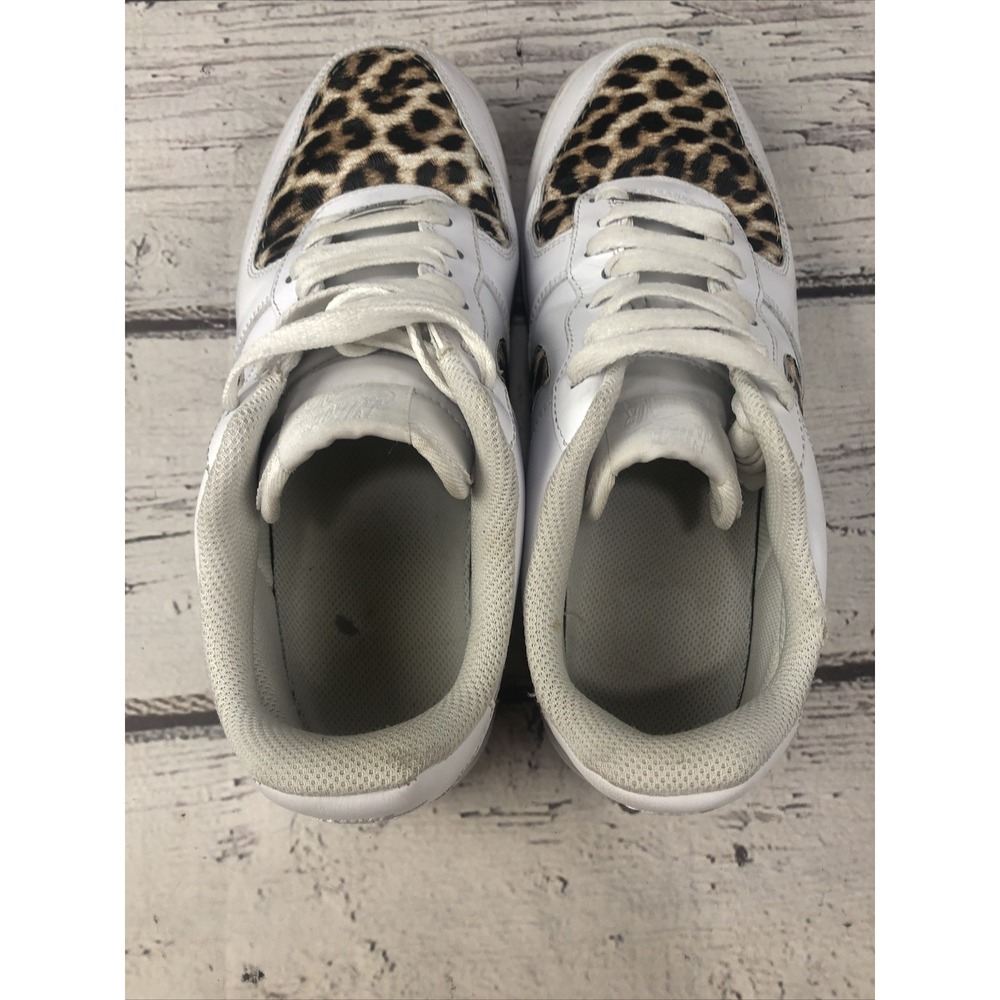 Nike Air Force 1 Low Womens Size 7.5 Custom White Cheetah Print Sneakers - Picture 5 of 7